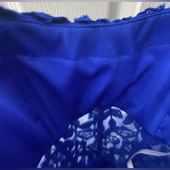 Royal Blue Scoop Neck Tight Homecoming Dresses with Lace Beading - Picture 6 of 7